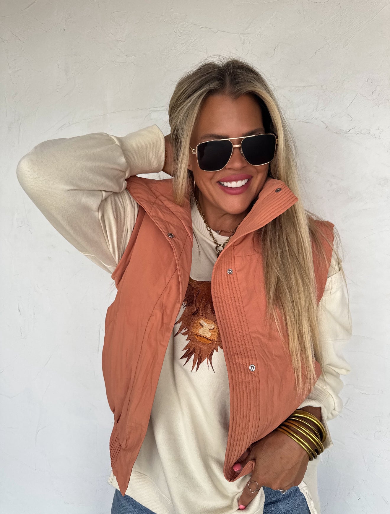 S/M ONLY Harlow Puffer Vest in Terracotta