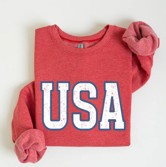 PRE-ORDER USA Vintage Patriotic Graphic Sweatshirt in red