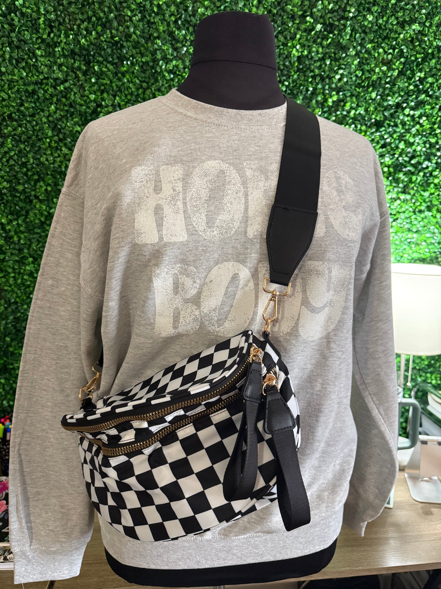 Fanny Bum Bag in Black & White Checker
