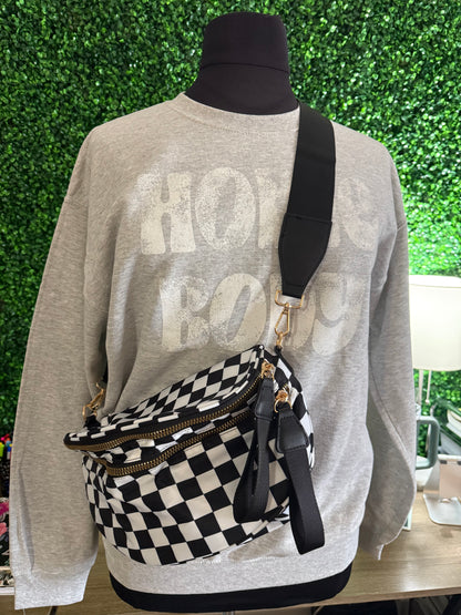 Fanny Bum Bag in Black & White Checker