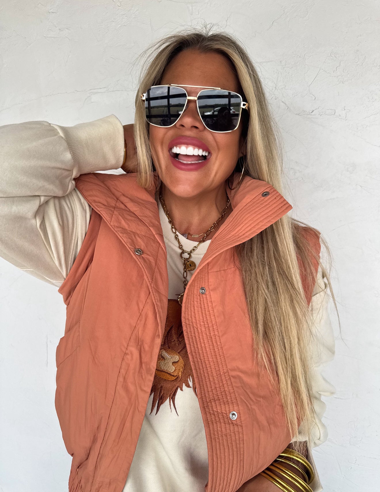 S/M ONLY Harlow Puffer Vest in Terracotta