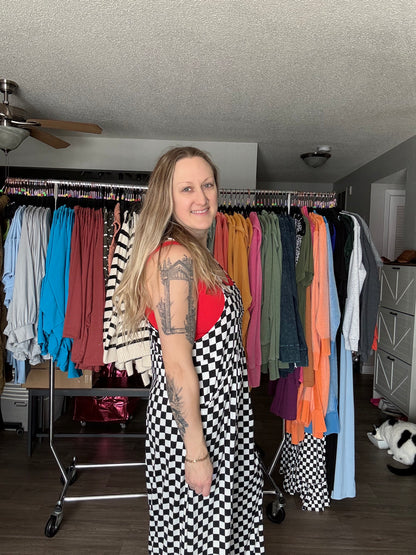 Checkered Karli Boho Overalls