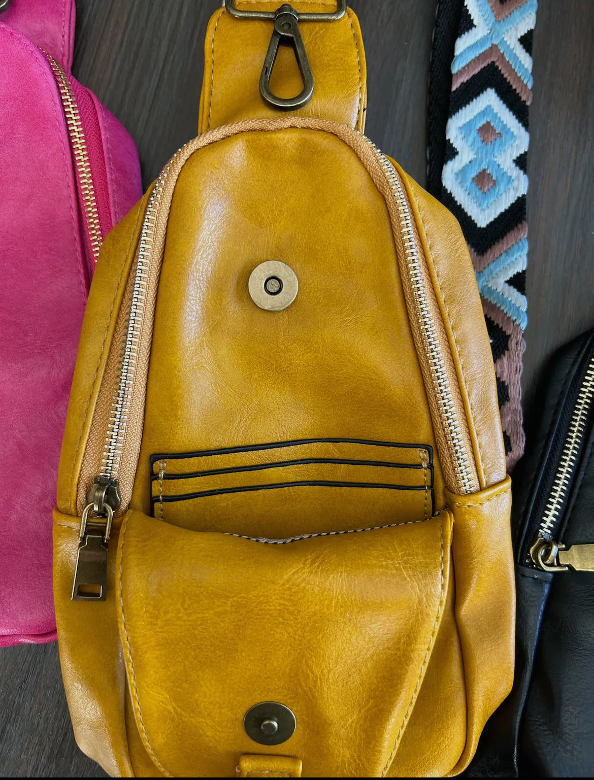 Soft Vegan Leather Crossbody Bag in Mustard