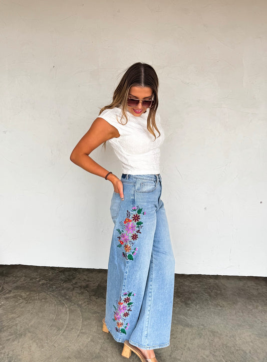 PRE-ORDER Evie Floral Embroidered Blakeley Jeans