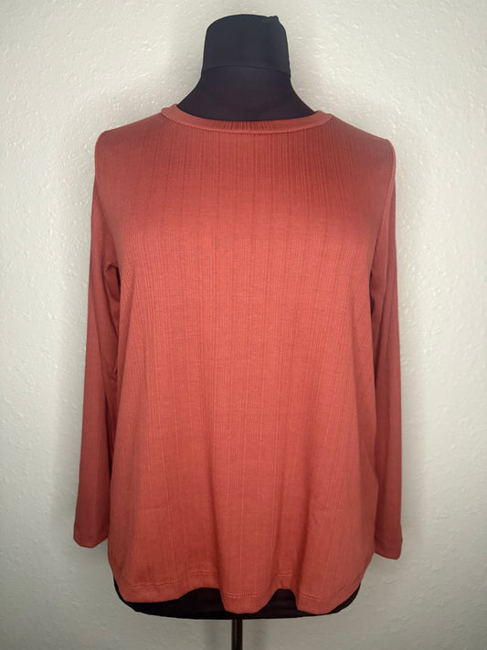 Rustic Beauty Long Sleeve Top in Brick
