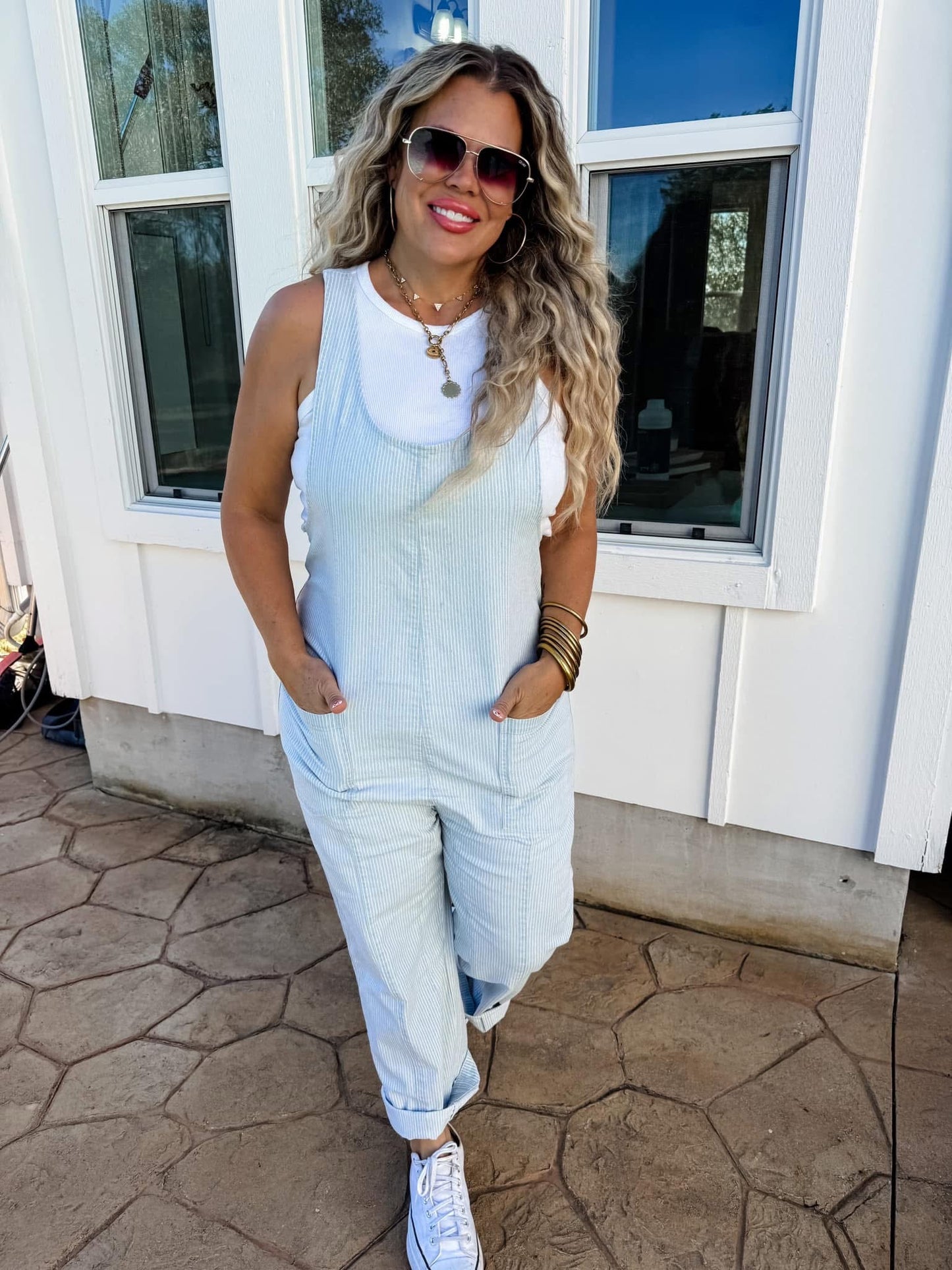 Stripe Britte Romper Overalls
