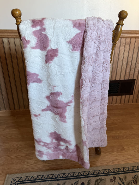 SMALL Minky Blanket Clararose Calf & Ice Pink Glacier