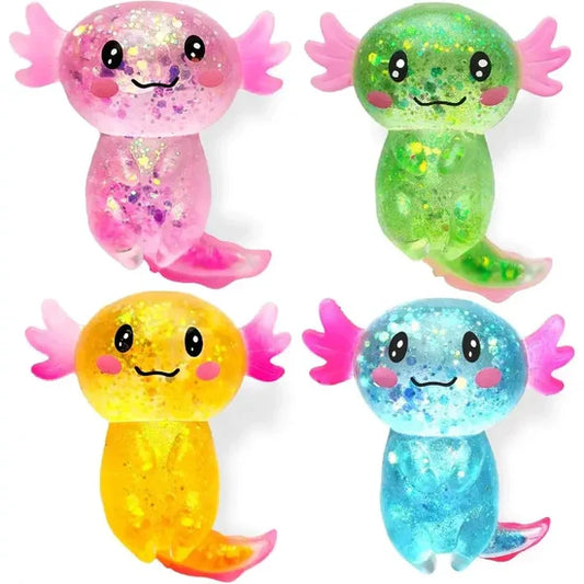 PRE-ORDER Glitter Axolotl Squish Toy - multiple colors