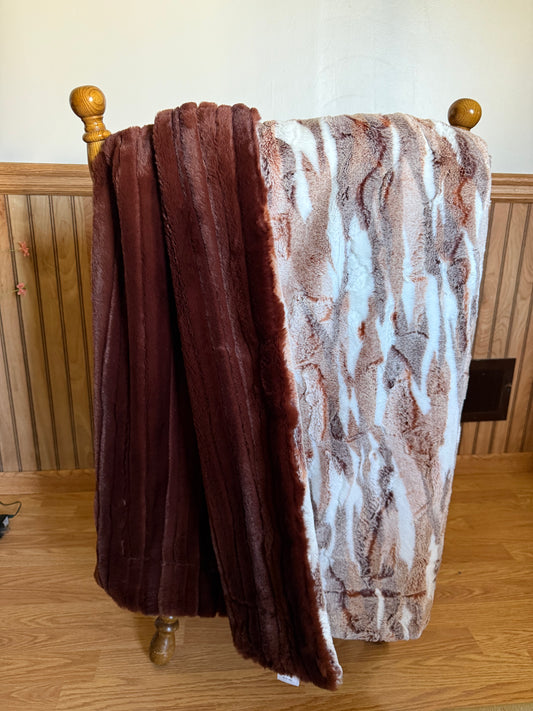XL Minky Blanket - Autumn Himalayan on Premium Autumn Brown Vienna