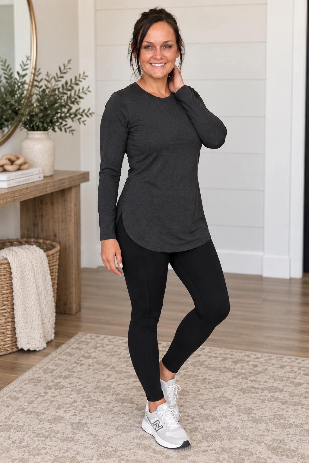 PRE-ORDER Anchored Arrows Fleece Lined Leggings in Black - NO POCKETS