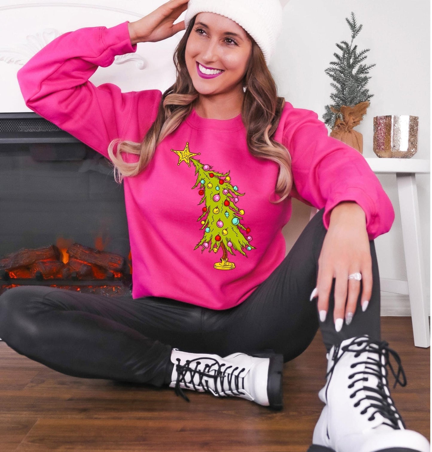 Cartoon Christmas Tree Graphic Sweatshirt