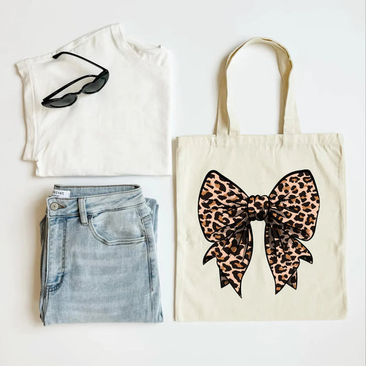 MADE TO ORDER: Leopard Bow Tote Bag