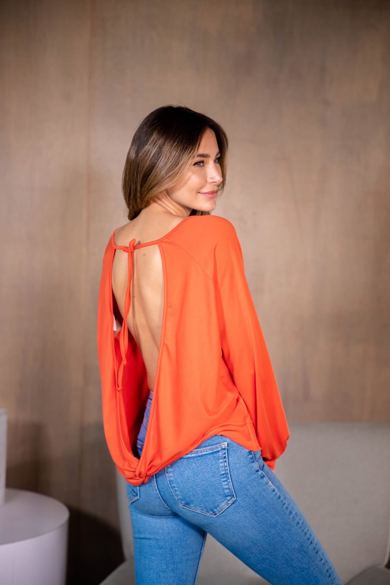 Watch Your Back Long Sleeve Top in Rust