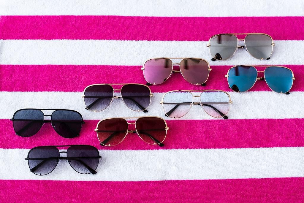 Gold/Pink ONLY Unisex Aviator Sunglasses - multiple colors