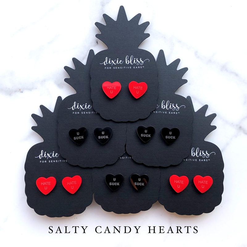 Candy Hearts - Salty - Dixie Bliss - Single Stud Earrings