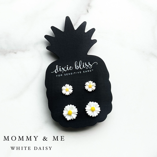 Mommy & Me White Daisy - Dixie Bliss - Duo Stud Earring Set