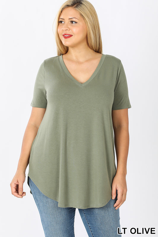 3X ONLY Basic Babe V-Neck Tee in Light Olive