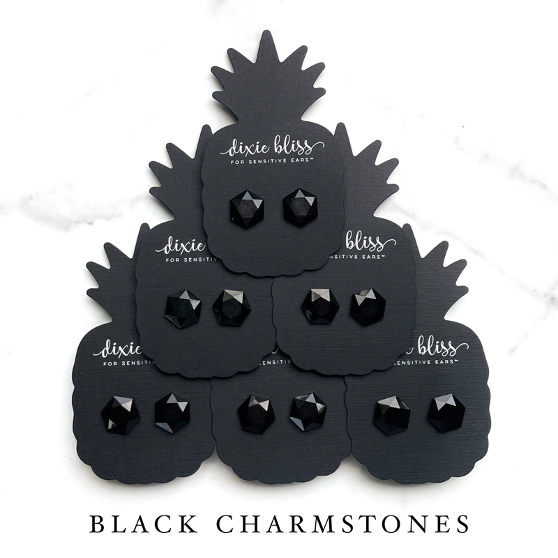 Black Charmstones - Dixie Bliss - Single Stud Earrings