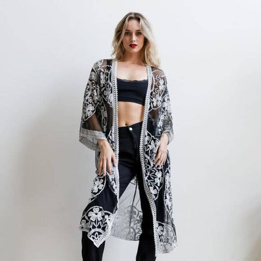 Black Lace Kimono