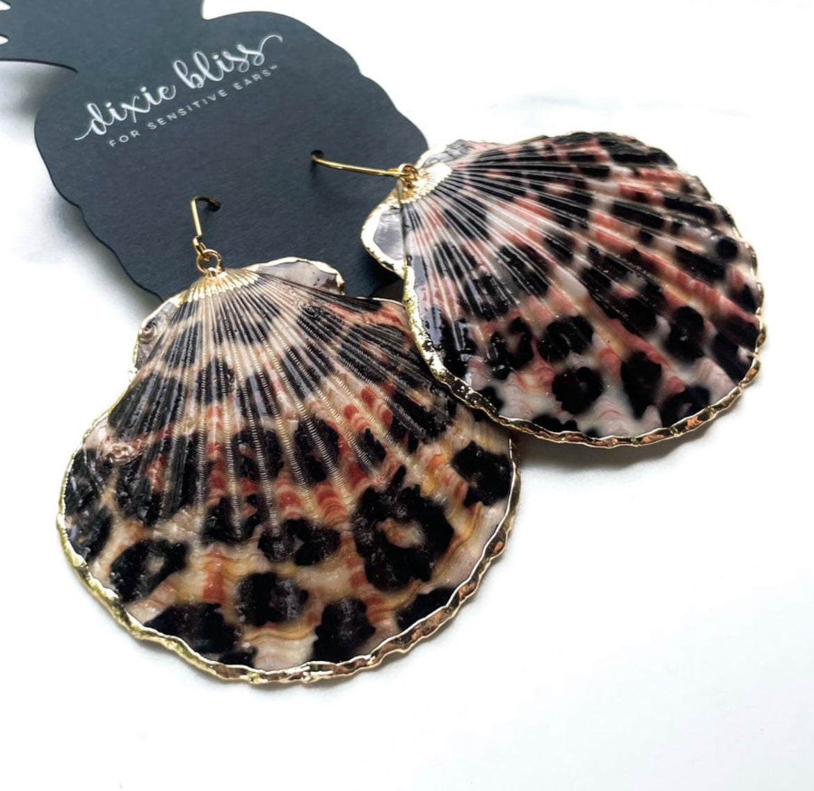 Regal Leopard Scallop Shells - Dixie Bliss - Dangle Earring