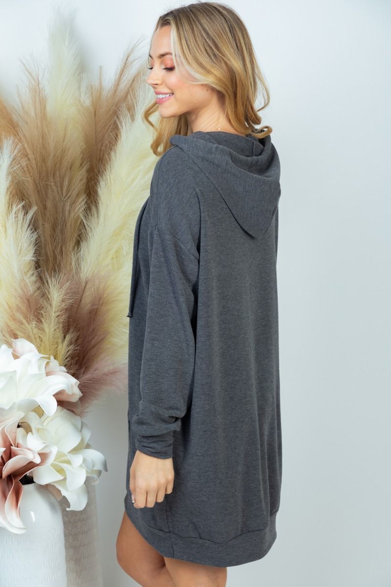 S & XL ONLY Relaxing in the Hood Hoodie Dress in charcoal