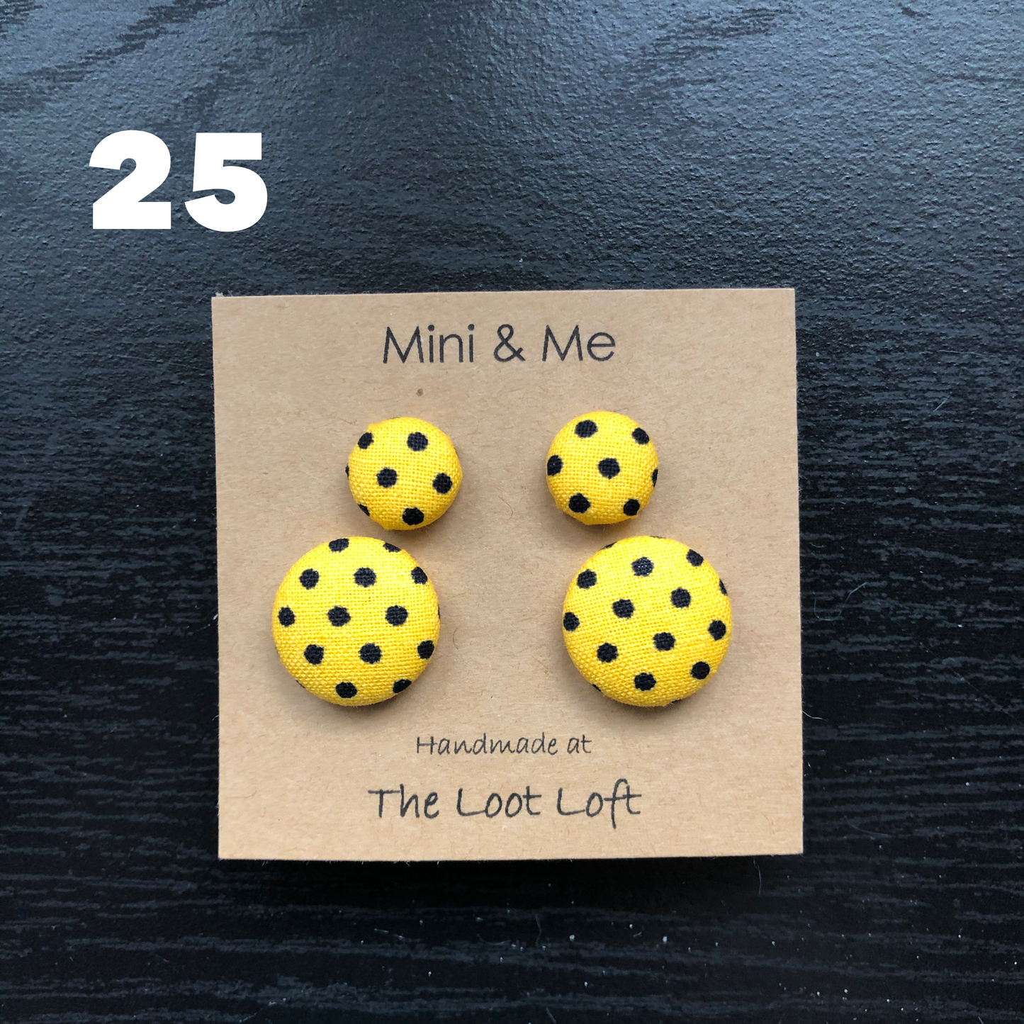 Mini & Me Fabric Cover Button Stud Earrings