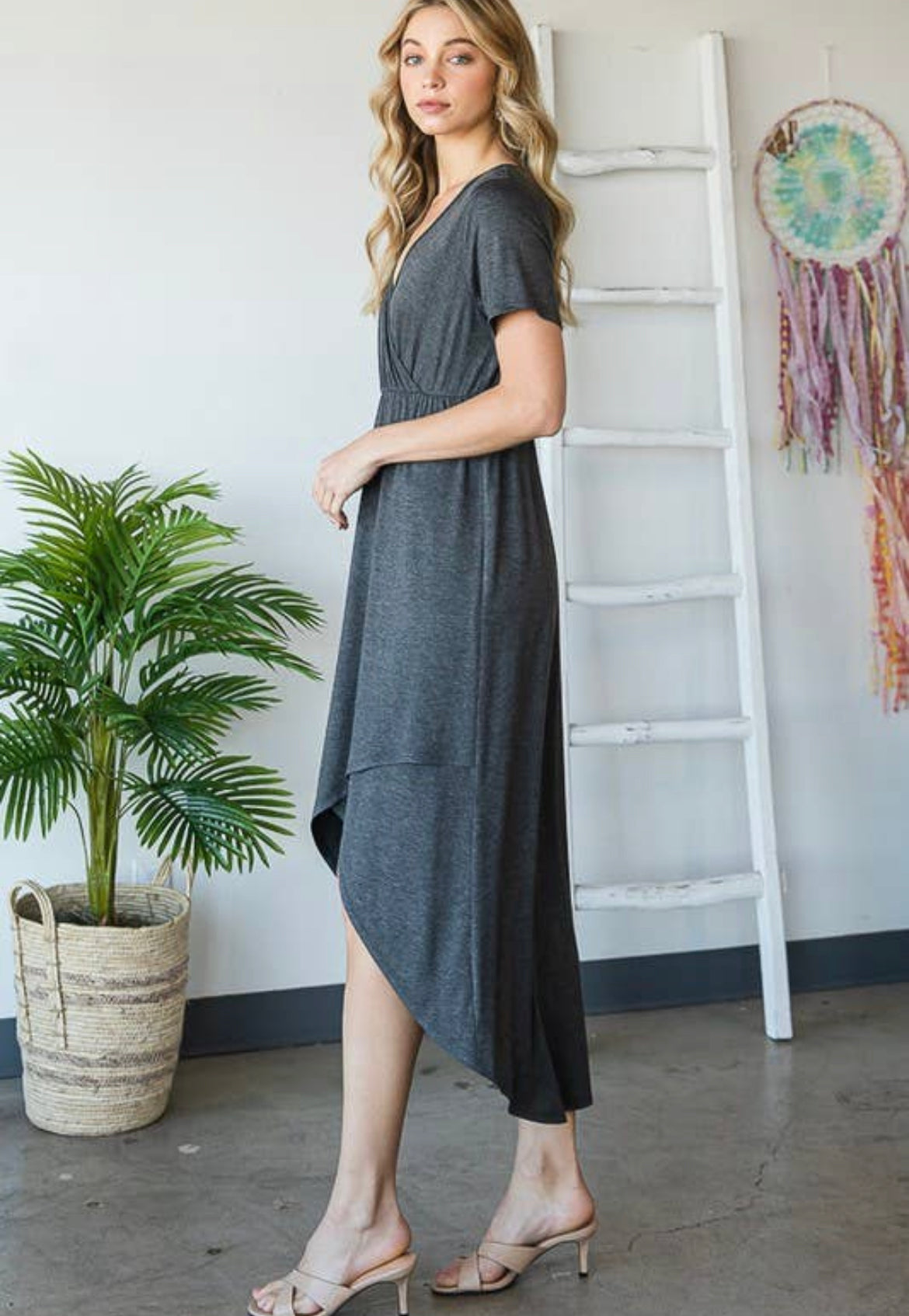 Siren Signals Wrap Maxi Dress in black