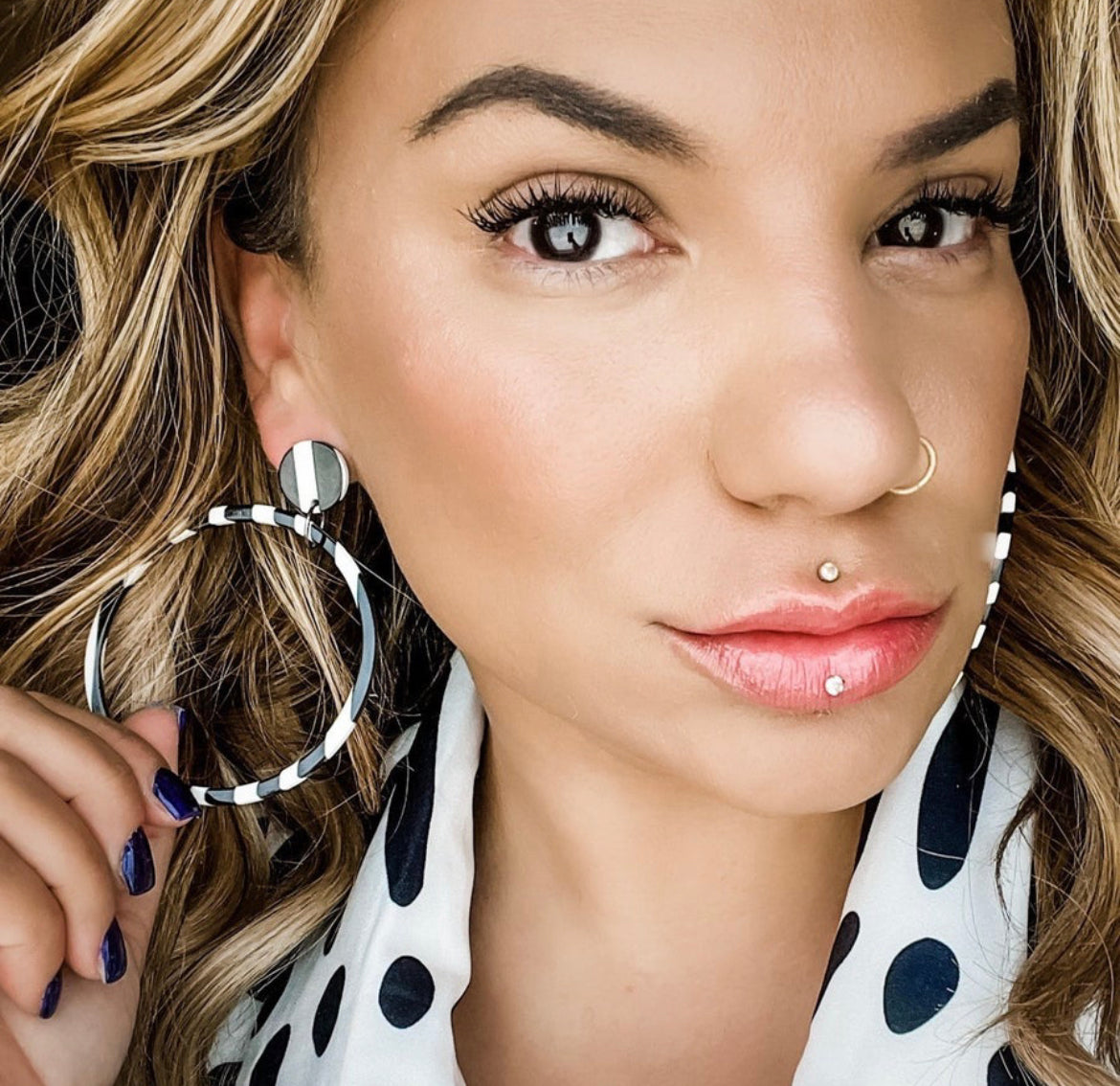 Confidence Hoops in Stripes - Dixie Bliss - Dangle Earring