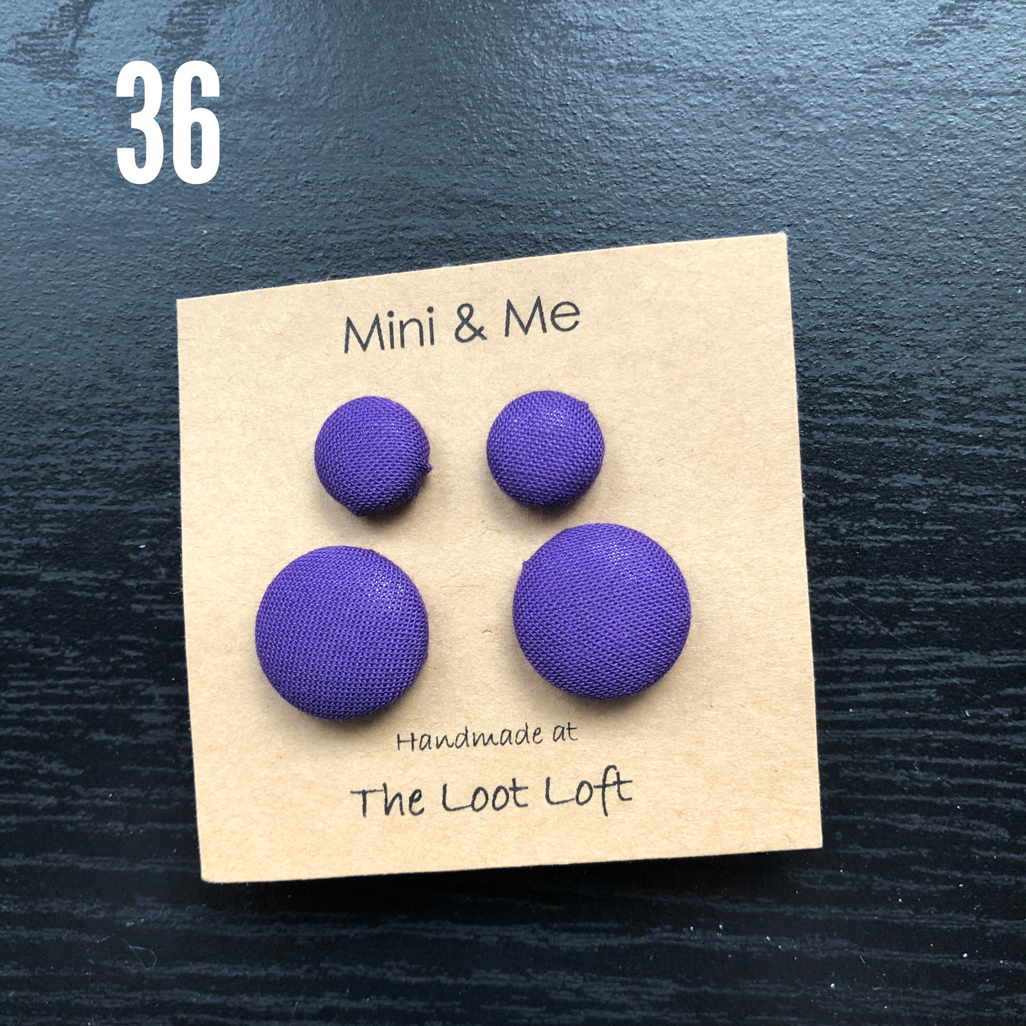 Mini & Me Fabric Cover Button Stud Earrings