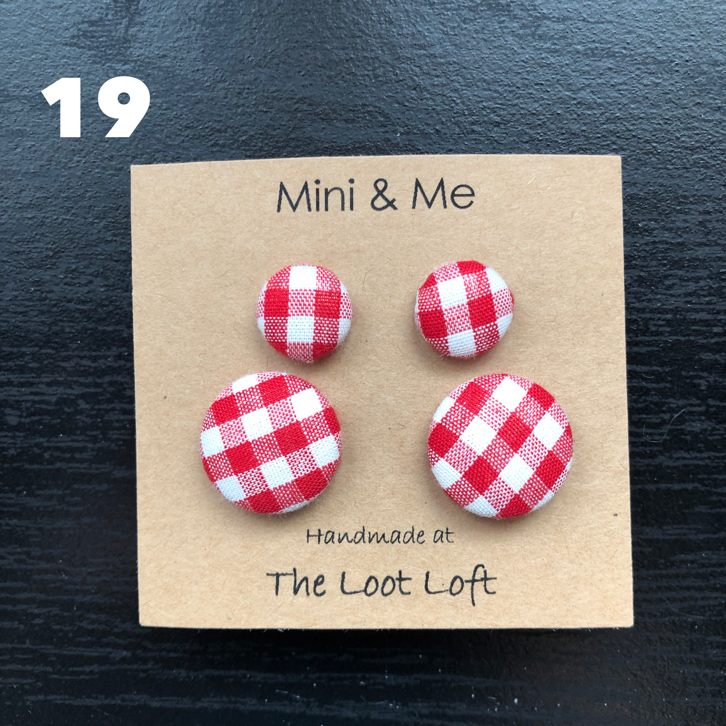 Mini & Me Fabric Cover Button Stud Earrings