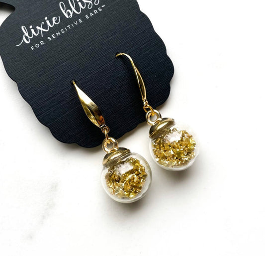 Golden Snow Globes - Dixie Bliss - Dangle Earring