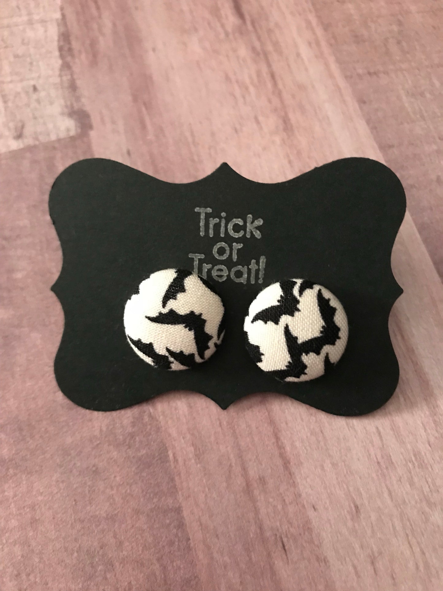 Halloween Fabric Cover Button Stud Earrings