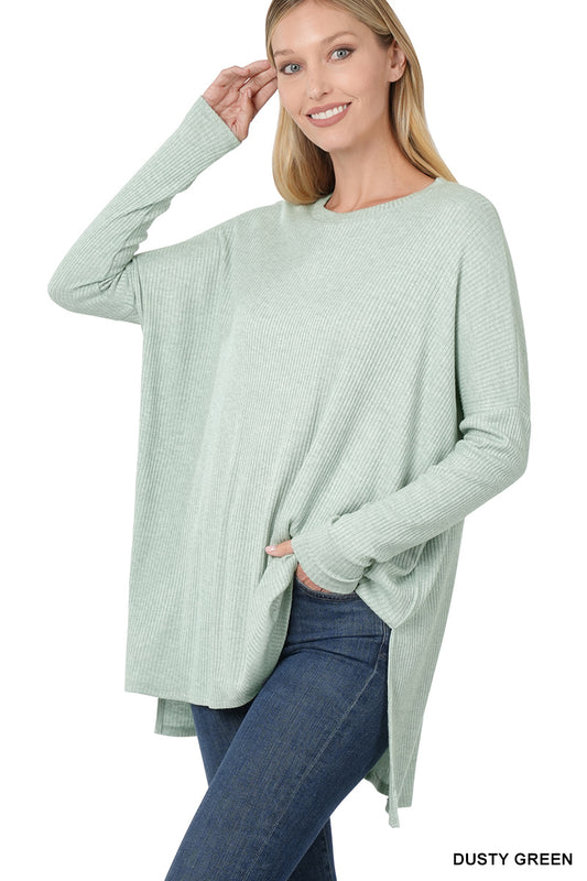Good Things Take Time Ribbed Sweater in Dusty Green