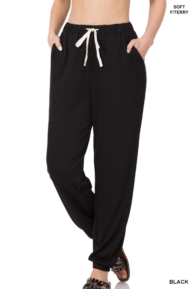 2XL & 3XL ONLY Binge In The Basics French Terry Joggers in Black