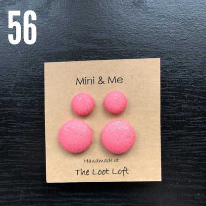 Mini & Me Fabric Cover Button Stud Earrings