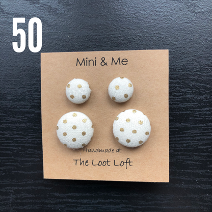 Mini & Me Fabric Cover Button Stud Earrings