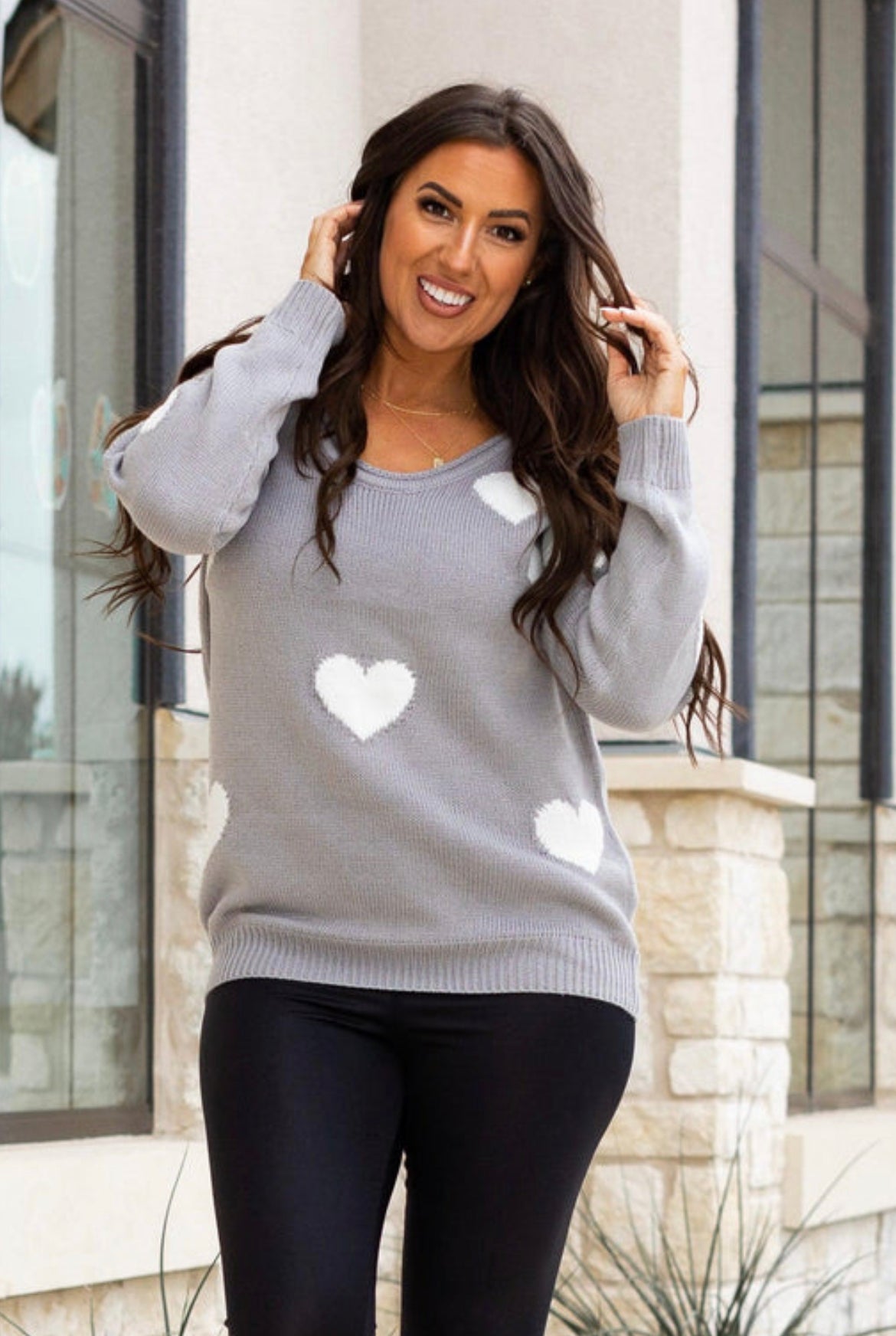 M ONLY Heart On My Sleeve Sweater in Gray