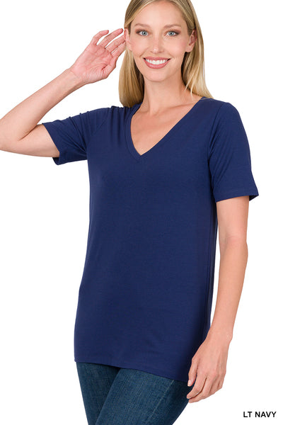 3XL ONLY Basic Babe V-neck Tee in Light Navy