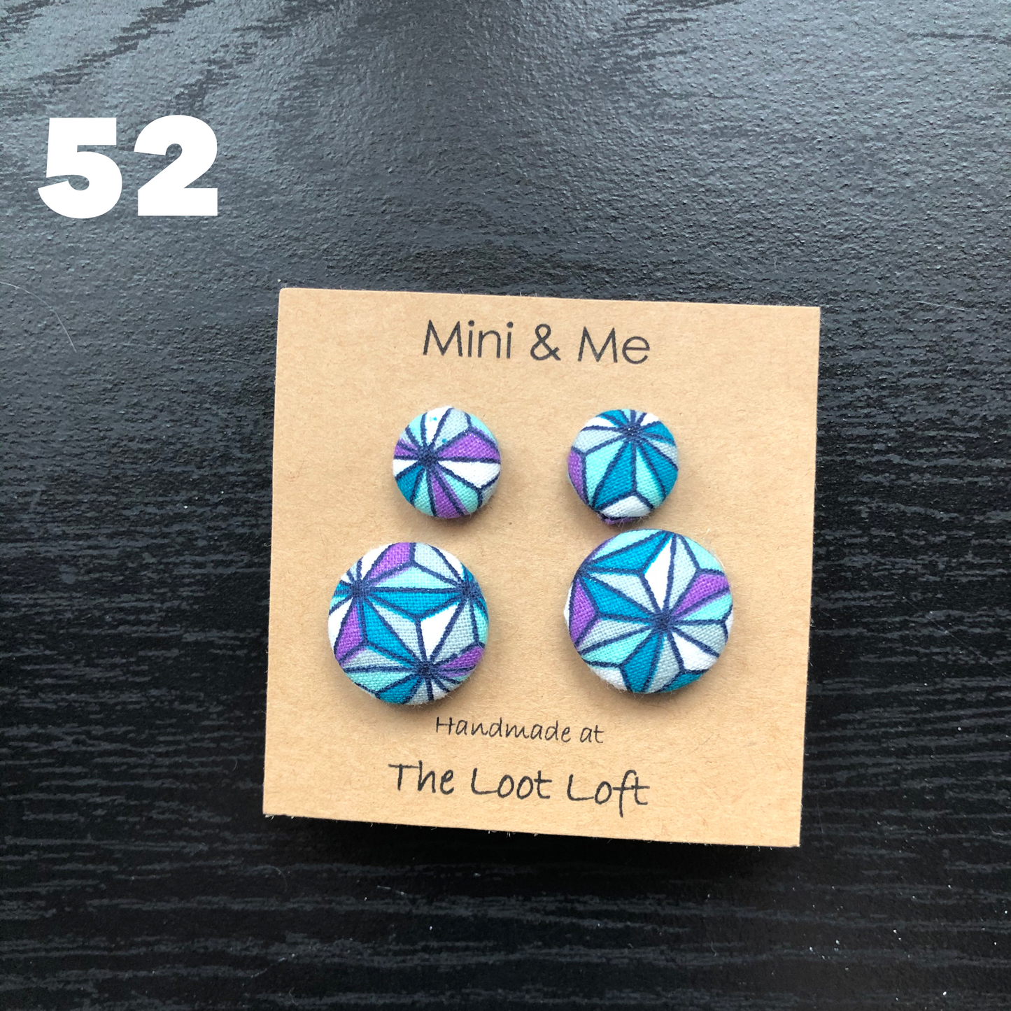 Mini & Me Fabric Cover Button Stud Earrings