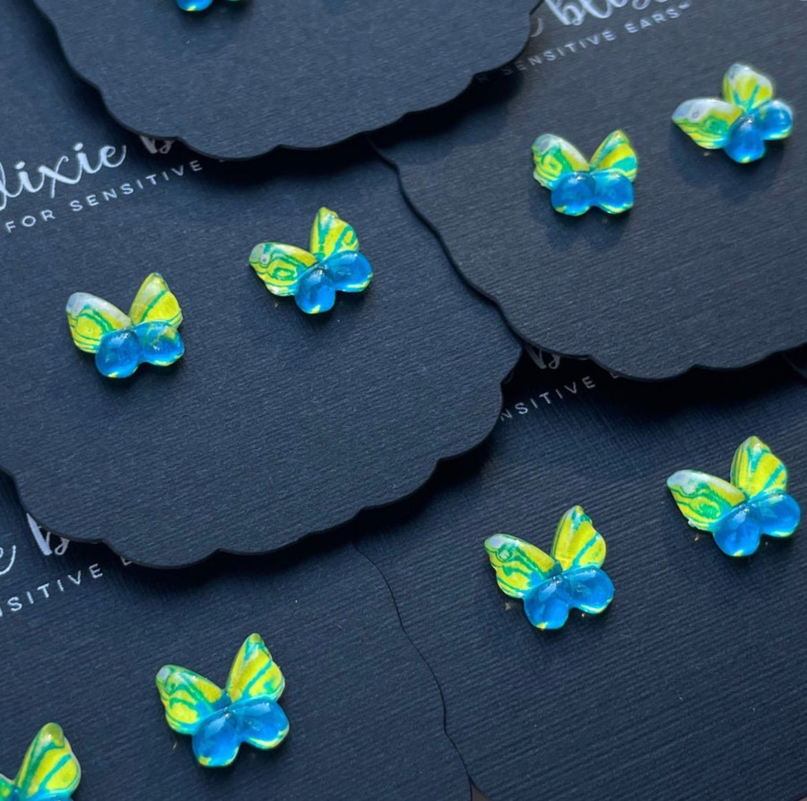 Watercolor Butterflies in Spring - Dixie Bliss - Single Stud Earrings