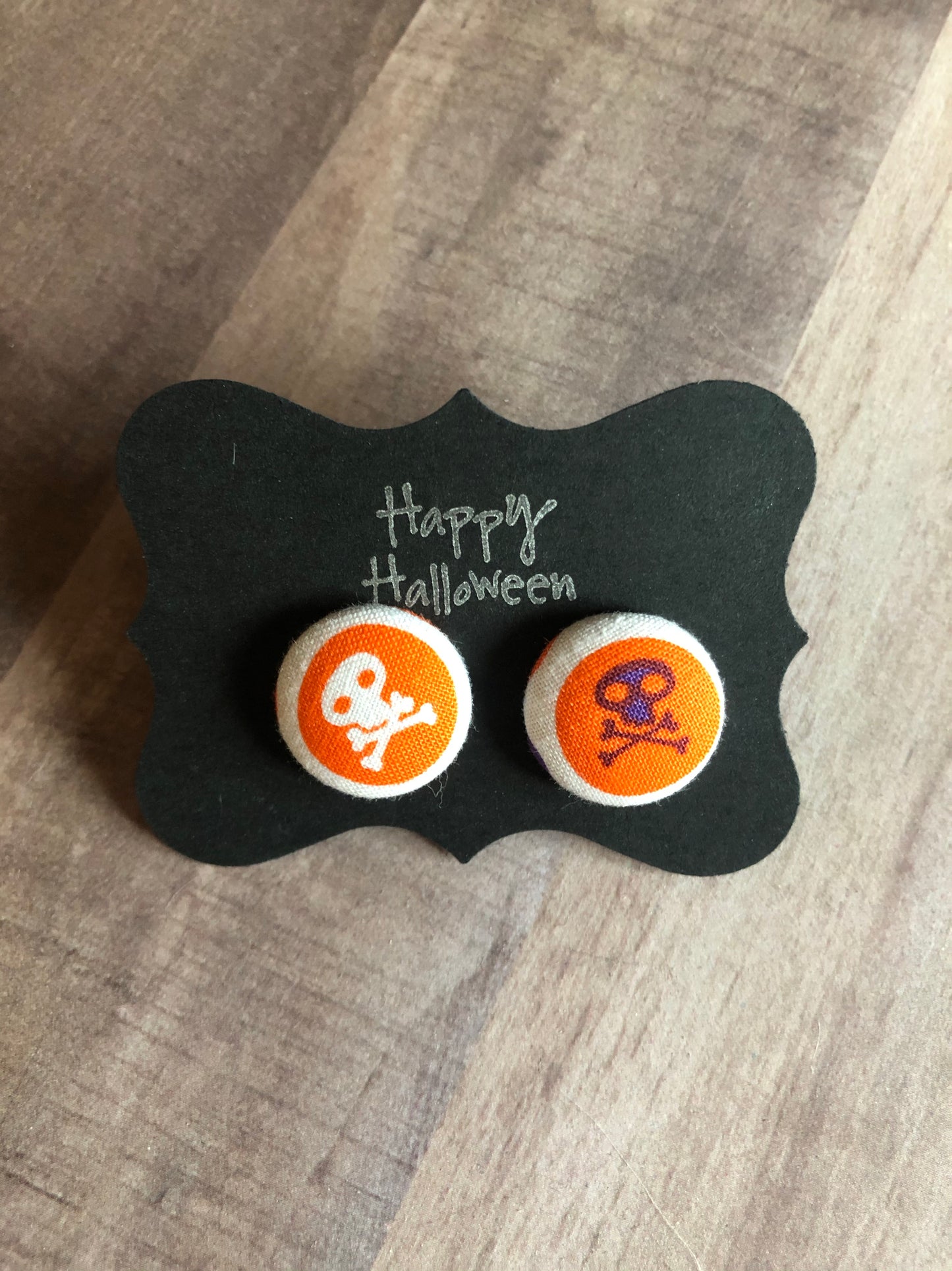 Halloween Fabric Cover Button Stud Earrings