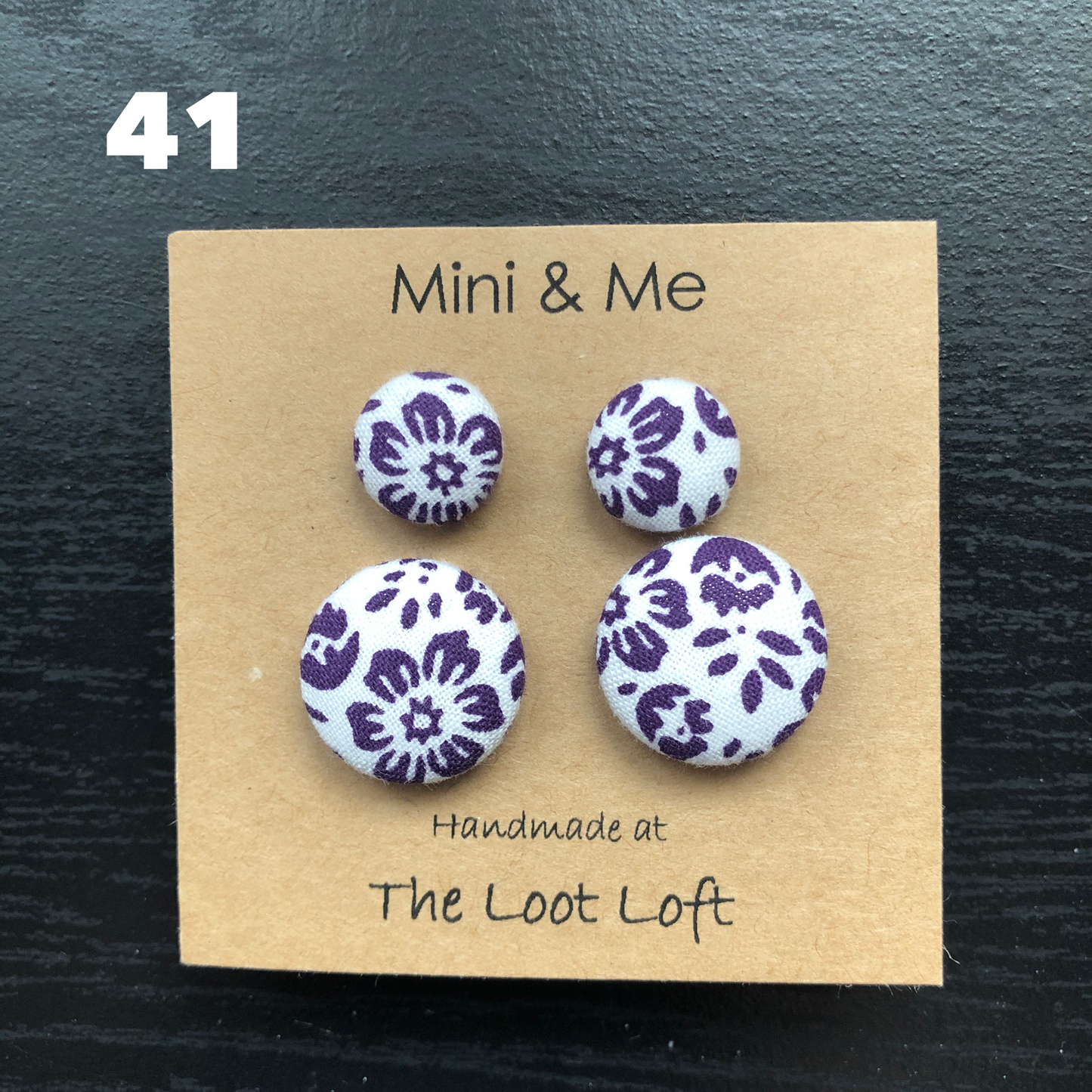 Mini & Me Fabric Cover Button Stud Earrings