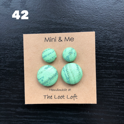 Mini & Me Fabric Cover Button Stud Earrings