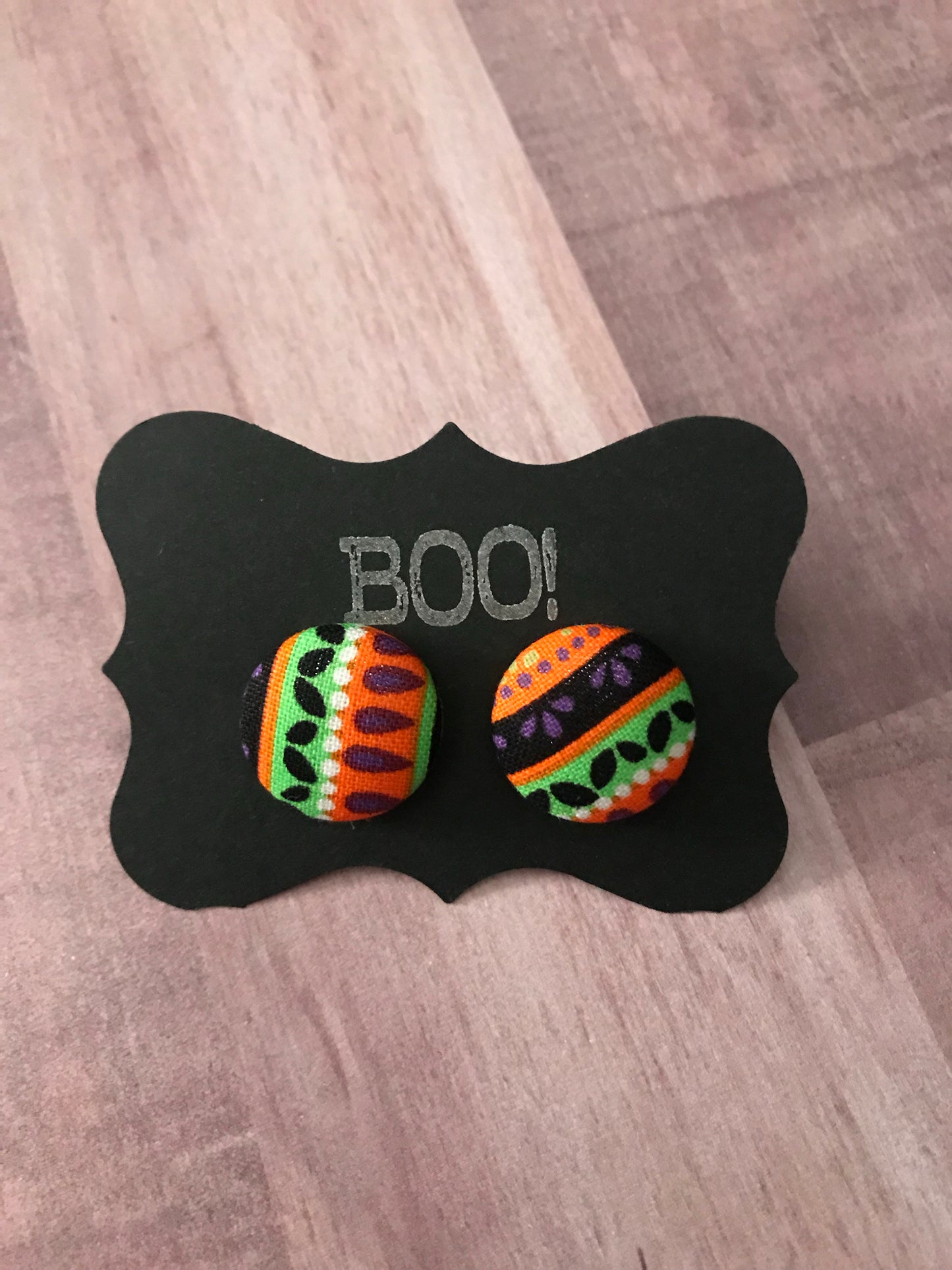 Halloween Fabric Cover Button Stud Earrings