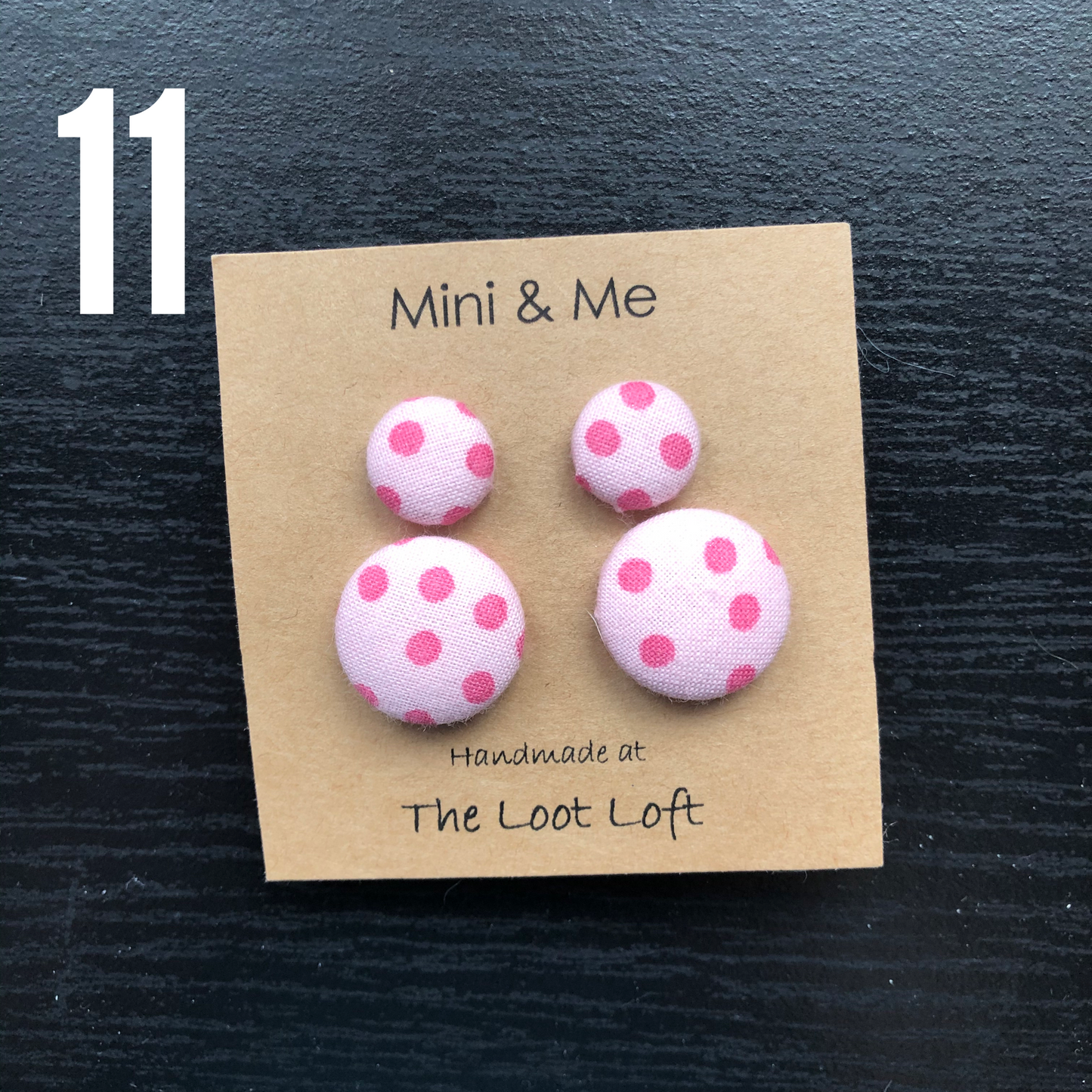 Mini & Me Fabric Cover Button Stud Earrings