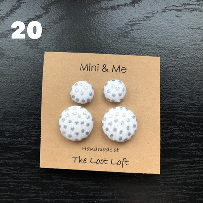 Mini & Me Fabric Cover Button Stud Earrings