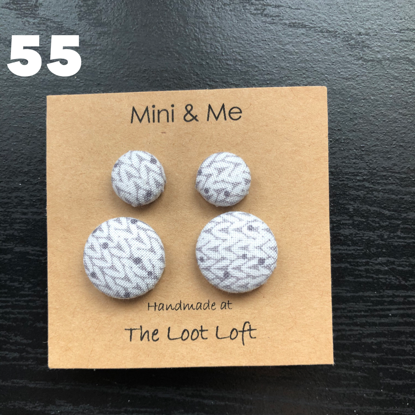 Mini & Me Fabric Cover Button Stud Earrings