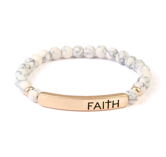 Faith Natural Stone Bracelet in White