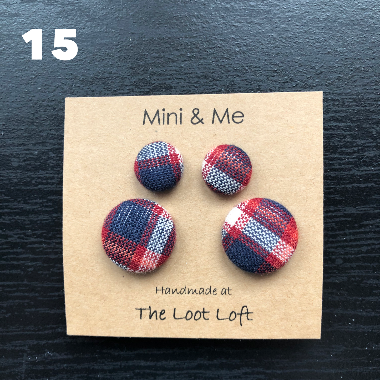 Mini & Me Fabric Cover Button Stud Earrings