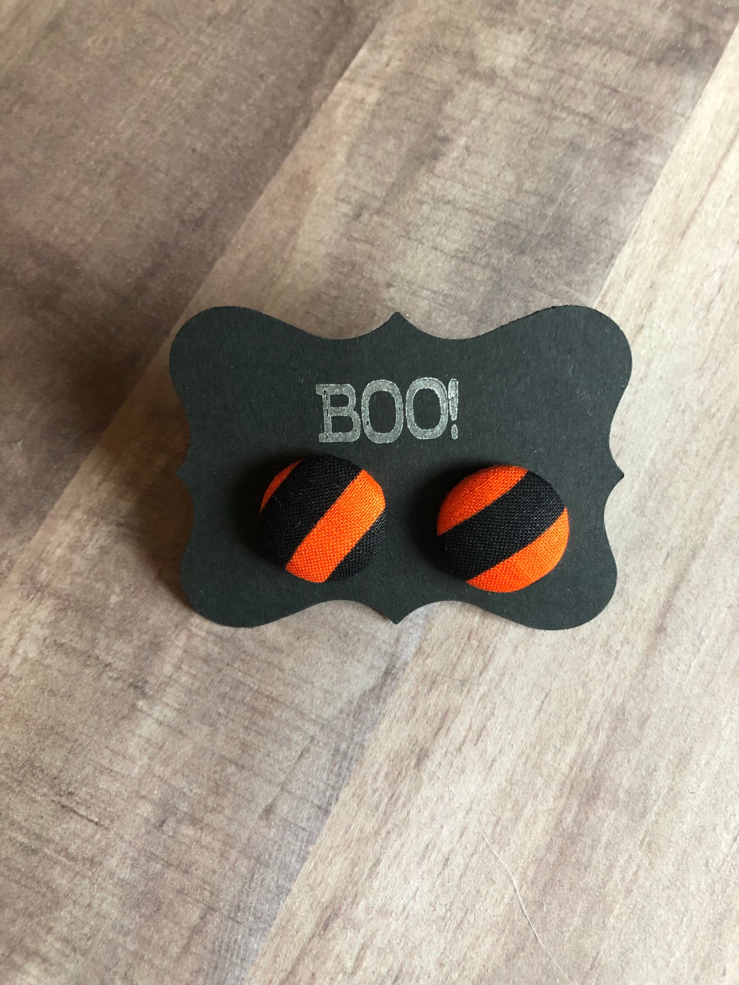 Halloween Fabric Cover Button Stud Earrings